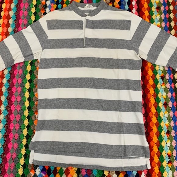 Y2K Gap Oversized Horizontal Striped Boyfriend Henley Long Sleeve Pullov… - Picture 7 of 16